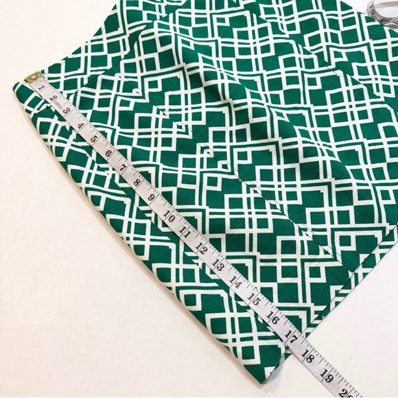 Banana Republic Factory Pencil Skirt Green White Geometric Print Size 0 - Picture 11 of 11
